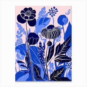 Blue Flower Illustration Coneflower 1 Canvas Print