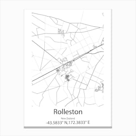 Rolleston,New Zealand Minimalist Map Canvas Print