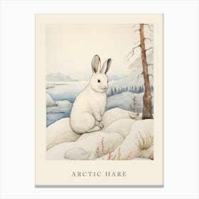 Beatrix Potter Inspired  Animal Watercolour Arctic Hare 3 Canvas Print