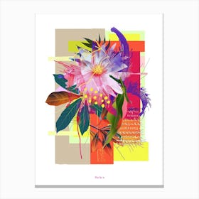 Asters 4 Neon Flower Collage Poster Canvas Print