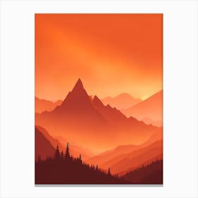 Misty Mountains Vertical Composition In Orange Tone 266 Canvas Print