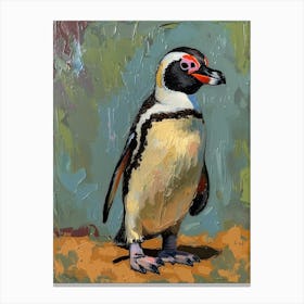 African Penguin Fernandina Island Oil Painting 3 Canvas Print