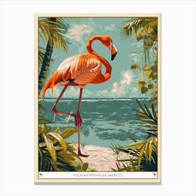 Greater Flamingo Yucatn Peninsula Mexico Tropical Illustration 1 Poster Canvas Print