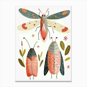 Colourful Insect Illustration Leafhopper 2 Canvas Print
