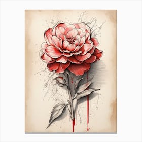 Red Rose Tattoo Design Canvas Print