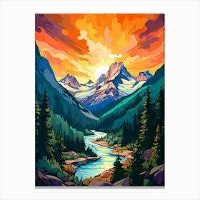 North Cascades National Park Retro Pop Art 5 Canvas Print