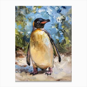 Adlie Penguin Fernandina Island Oil Painting 1 Canvas Print