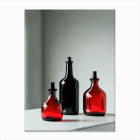 Three Red Glass Bottles Canvas Print