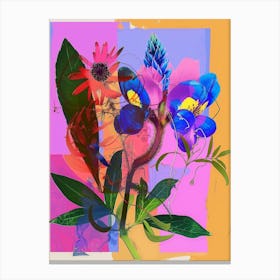 Bluebonnet 1 Neon Flower Collage Canvas Print