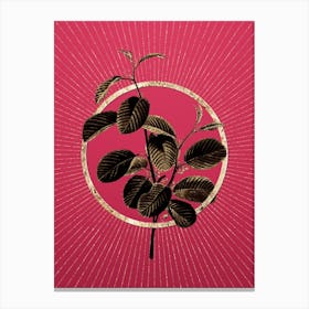 Gold Alpine Buckthorn Plant Glitter Ring Botanical Art on Viva Magenta Canvas Print