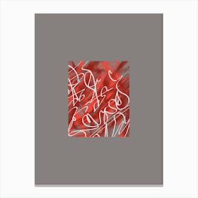 Red And White Calligraphy Canvas Print