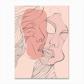 Simplicity Pink Lines Woman Abstract 9 Canvas Print