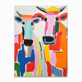 Colourful Kids Animal Art Cow 5 Canvas Print