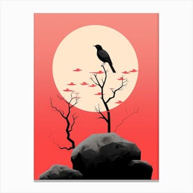 Crow And Moon Canvas Print