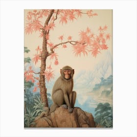 Macaque 2 Tropical Animal Portrait Canvas Print