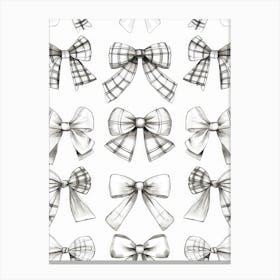 Black And White Bows 4 Pattern Canvas Print
