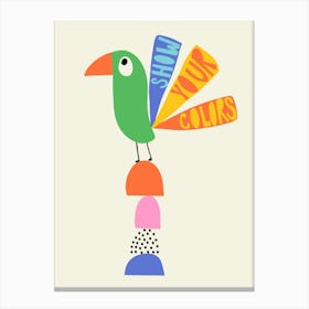 Playful Meadow Show Your Colors Colorful Bird Tail Feathers Illustration Kids Canvas Print