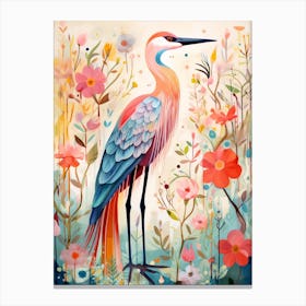 Bird Painting Collage Egret 1 Canvas Print