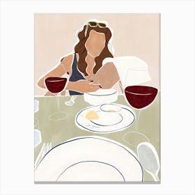 Woman Dining Canvas Print
