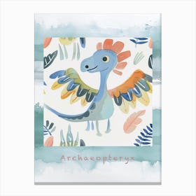 Archaeopteryx Dinosaur Muted Pastels Pattern 3 Poster Canvas Print