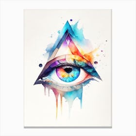 Geometric Eye, Symbol, Third Eye Watercolour 1 Canvas Print