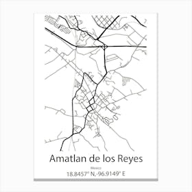 Amatlan De Los Reyes,Mexico Minimalist Map Canvas Print