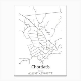 Chortiatis,Greece Minimalist Map Canvas Print