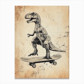 Vintage Ouranosaurus Dinosaur On A Skateboard 2 Canvas Print