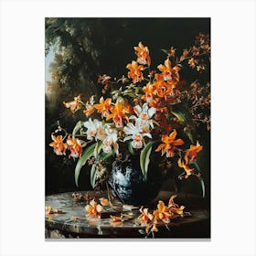 Baroque Floral Still Life Monkey Orchid 4 Canvas Print