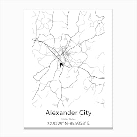 Alexander City,United States Minimalist Map Canvas Print