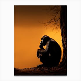 Thinker Monkey Silhouette Photography 1 Canvas Print