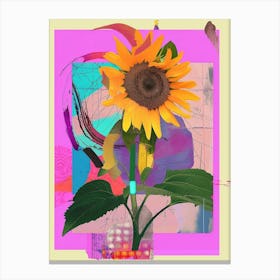 Sunflower 2 Neon Flower Collage Canvas Print