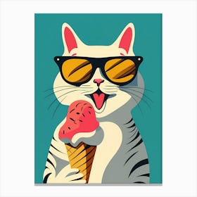 Cat With Ice Cream Cone Canvas Print