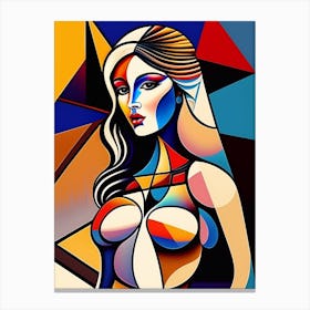 Abstract Geometric Cubism Woman Portrait Pablo Picasso Style (11) Canvas Print