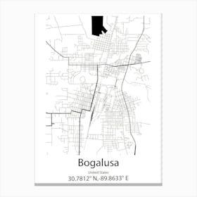 Bogalusa,United States Minimalist Map Canvas Print