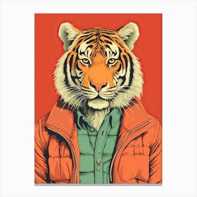 Tiger Illustrations Wearing A Shirt And Hoodie 6 Canvas Print