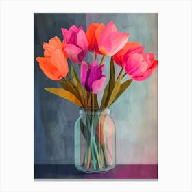 Tulips in a Vase. Floral Watercolor Canvas Print