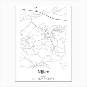 Nijlen,Belgium Minimalist Map Canvas Print