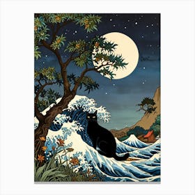 William Morris Great Wave Cat Canvas Print