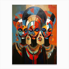 Three African Tribe Women Canvas Print