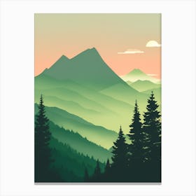 Misty Mountains Vertical Composition In Green Tone 76 Canvas Print
