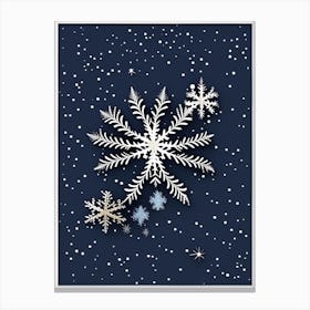 Fernlike Stellar Dendrites, Snowflakes, Retro Minimal 1 Canvas Print