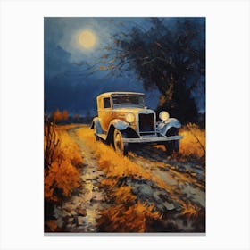 Old Car At Night Canvas Print