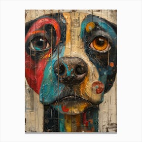 Dog On Wood Canvas Print