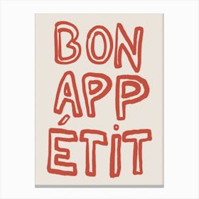 Bon Appétit. Minimalist French Quote Canvas Print
