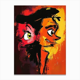 Man And A Woman Drawing Canvas Print