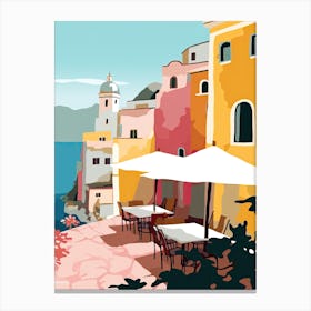 Amalfi, Italy, Flat Pastels Tones Illustration 5 Canvas Print