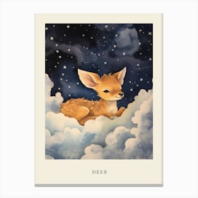 Baby Deer 6 Sleeping In The Clouds Nursery Poster Canvas Print