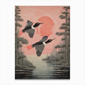 Vintage Japanese Inspired Bird Print Loon 1 Canvas Print
