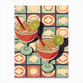 Funky Cocktails Tiled Background 2 Canvas Print